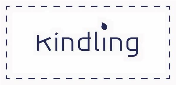 Bản thiết kế nhãn logo chữ kindling với đường may nét đứt